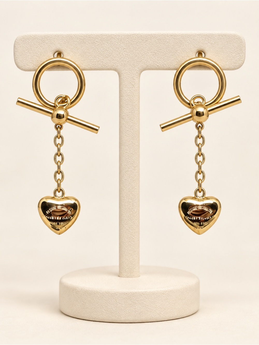 For ever love Gold Heart Drop Earrings steel 316L